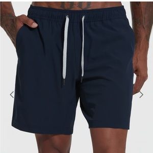 Blue Athletic Shorts with Drawstring Waistband
